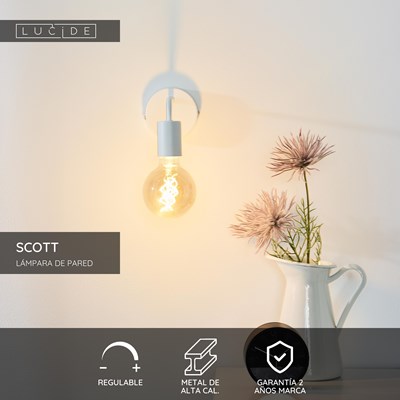 Lucide SCOTT - Lámpara de pared - 1xE27 - Blanco